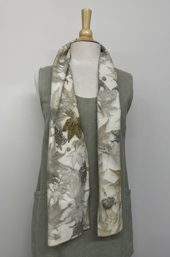 eco print on hemp scarf