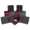 Alpha-DST™ Roominator™ Kit - (32) Charcoal DST-112 panels, (32) DST 114 panels, (4) DST-LENRD Bass Traps and Mounting Adhesive - Shown in Charcoal and Burgundy.