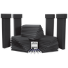 SonoFlat™ System SFS-112 - (24) Charcoal 2″ x 2′ x 2′ SonoFlat™ Panels, (4) Charcoal 6″ x 1′ x 4′  SonoColumns, (4) Charcoal 7″ x 6″ x 14″ SonoCollars and (5) tubes of Tubetak Pro.