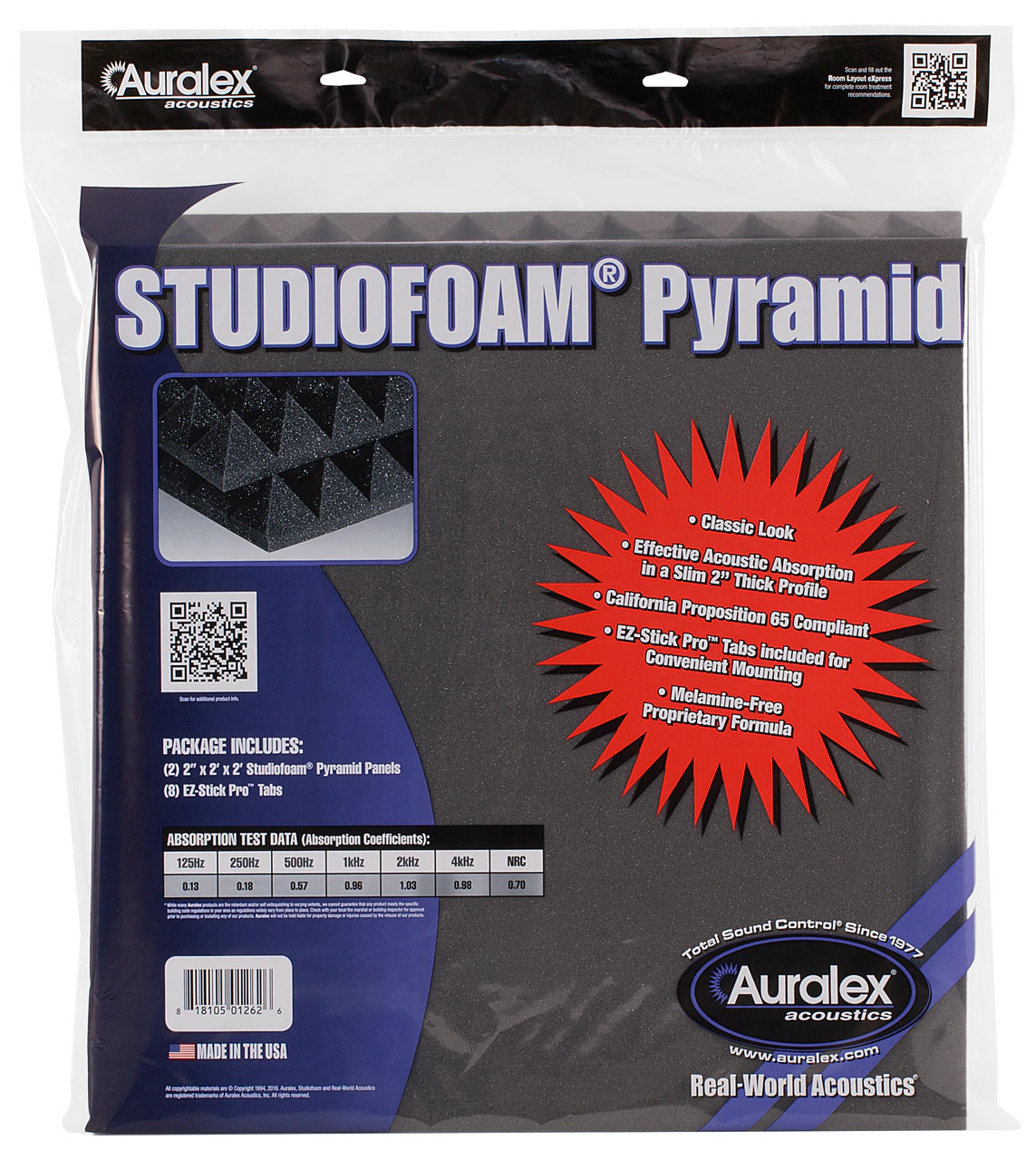 Soundproof Foam Acoustic Panel Absorption 12 Pack Pyramid 24X 24X 2  Studio Wall Sound Proofing