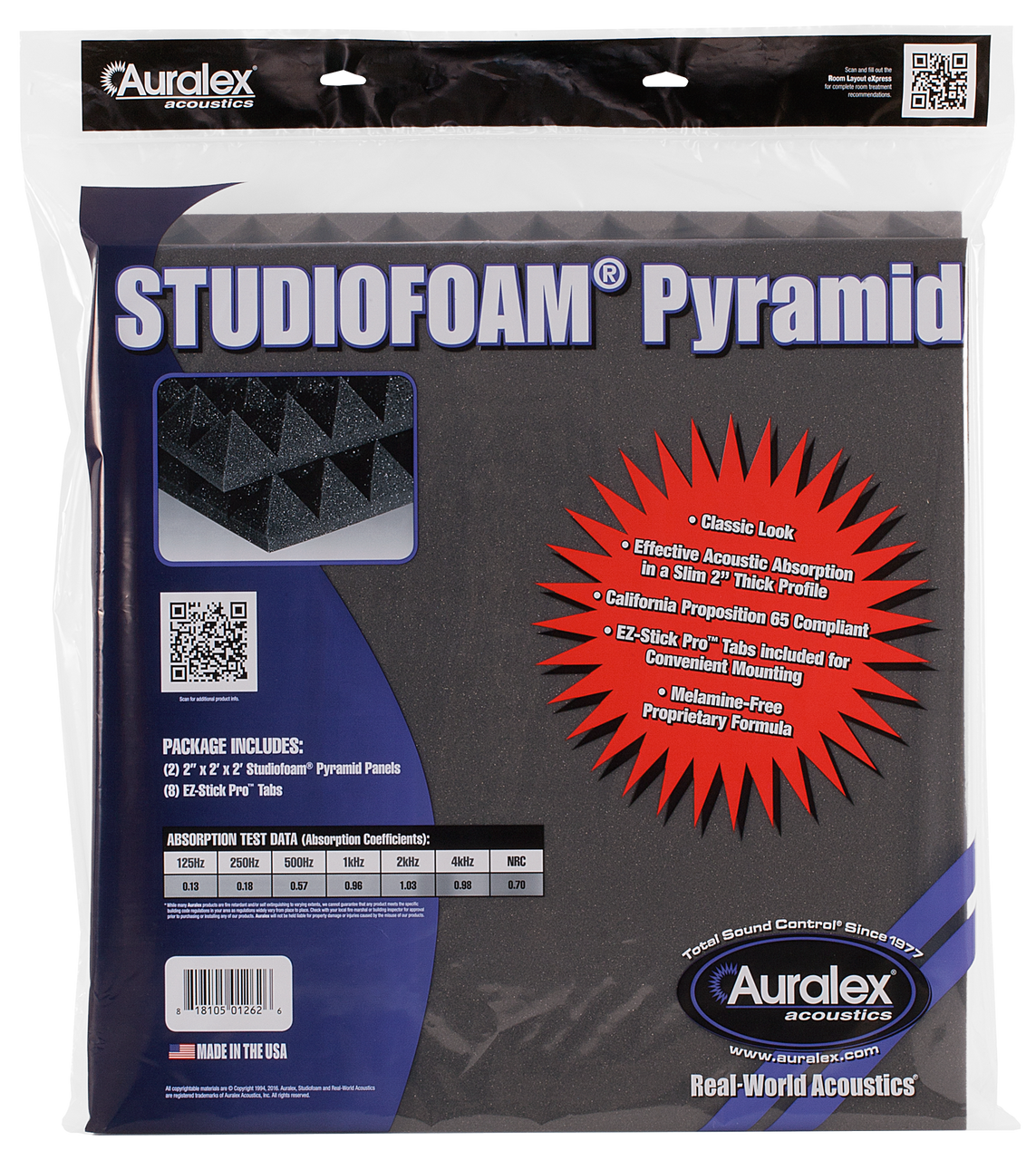 高品質の人気 AURALEX 吸音材 Studiofoam Pyramids 2″ 12枚