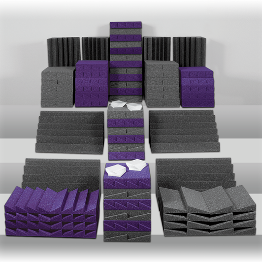 Roominator-DST™ Kit - (54) Charcoal DST-112s, (54) Purple DST-114s, (8) Charcoal DST-LENRDs and Mounting Adhesive.