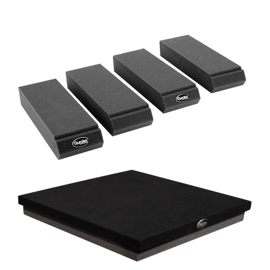 (1) 1¾" x 15" x 15" SubDude-II and (1) 2" x 4" x 12" MoPAD set, (8pc/set, each set isolates 2 speakers)