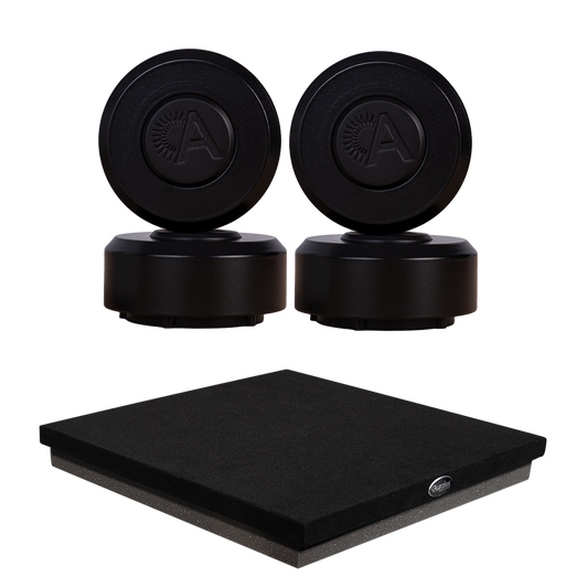 (1) 1¾" x 15" x 15" SubDude-II and (4) ProPod Core and (4) Black ProPod Steel Cap