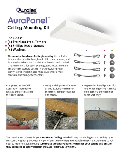 AuraPanel ceiling or corner mounting