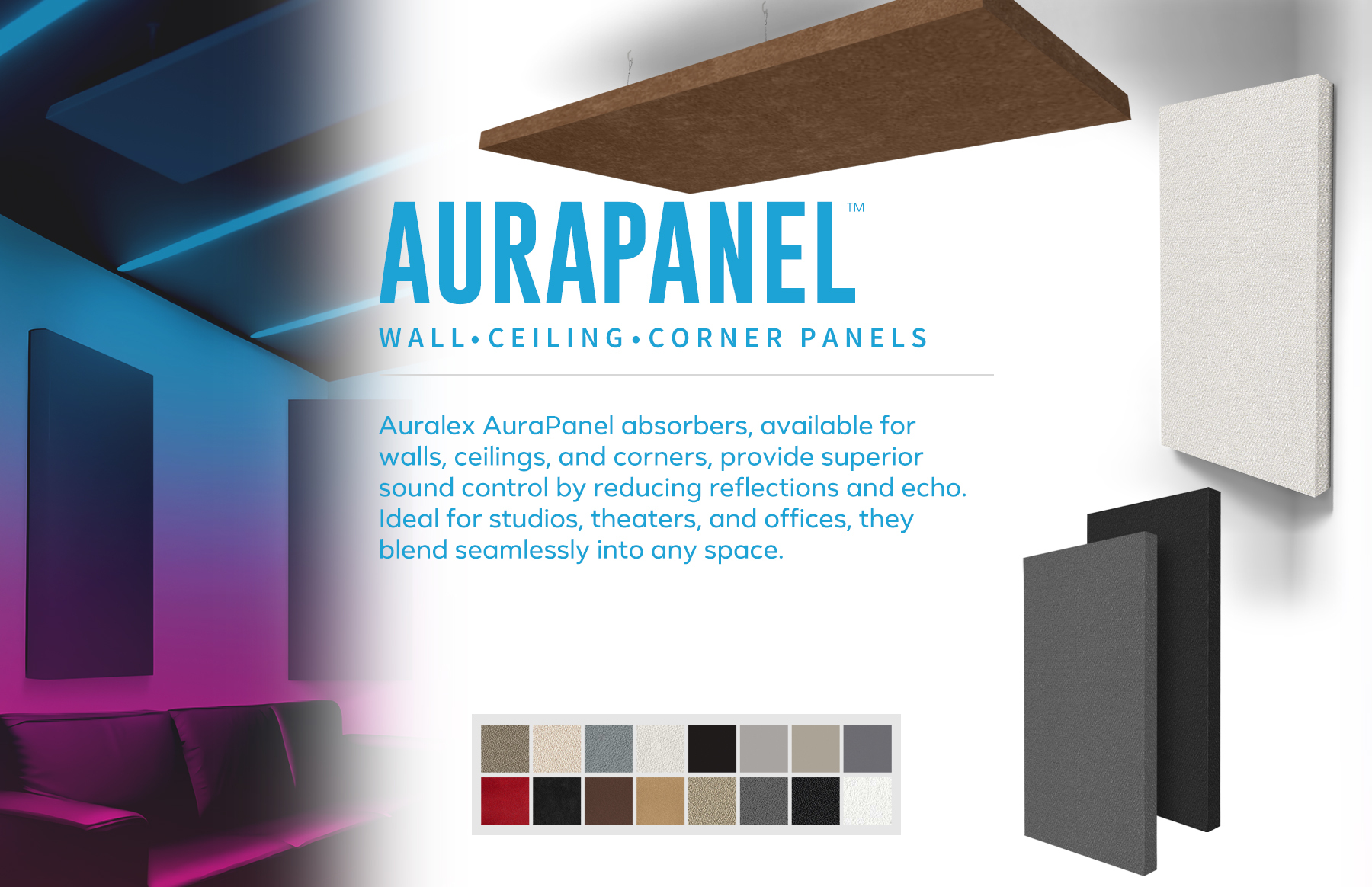 AuraPanel Wall Ceiling and Corner Absorption Panels