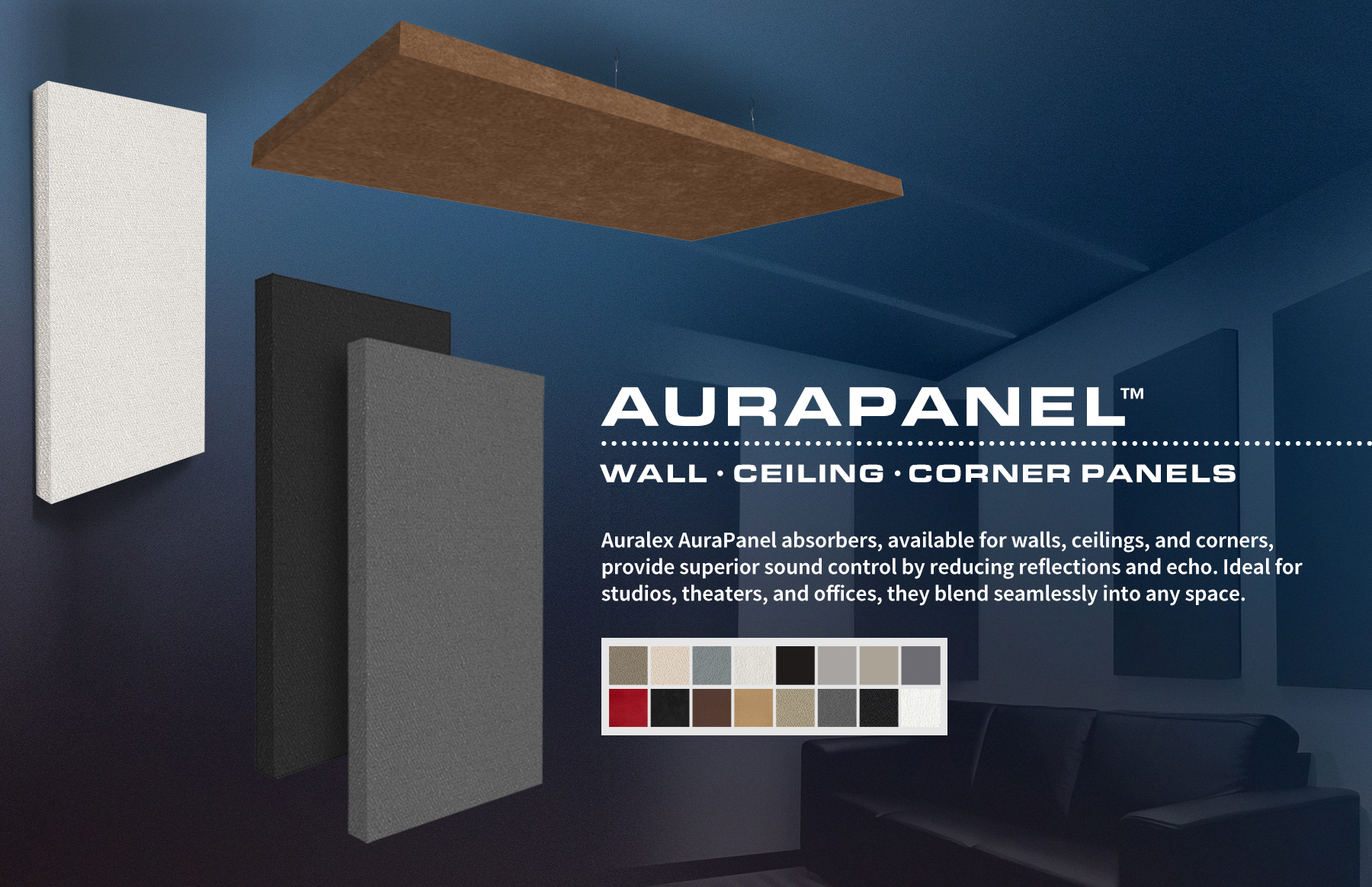 AuraPanel Wall Ceiling and Corner Absorption Panels