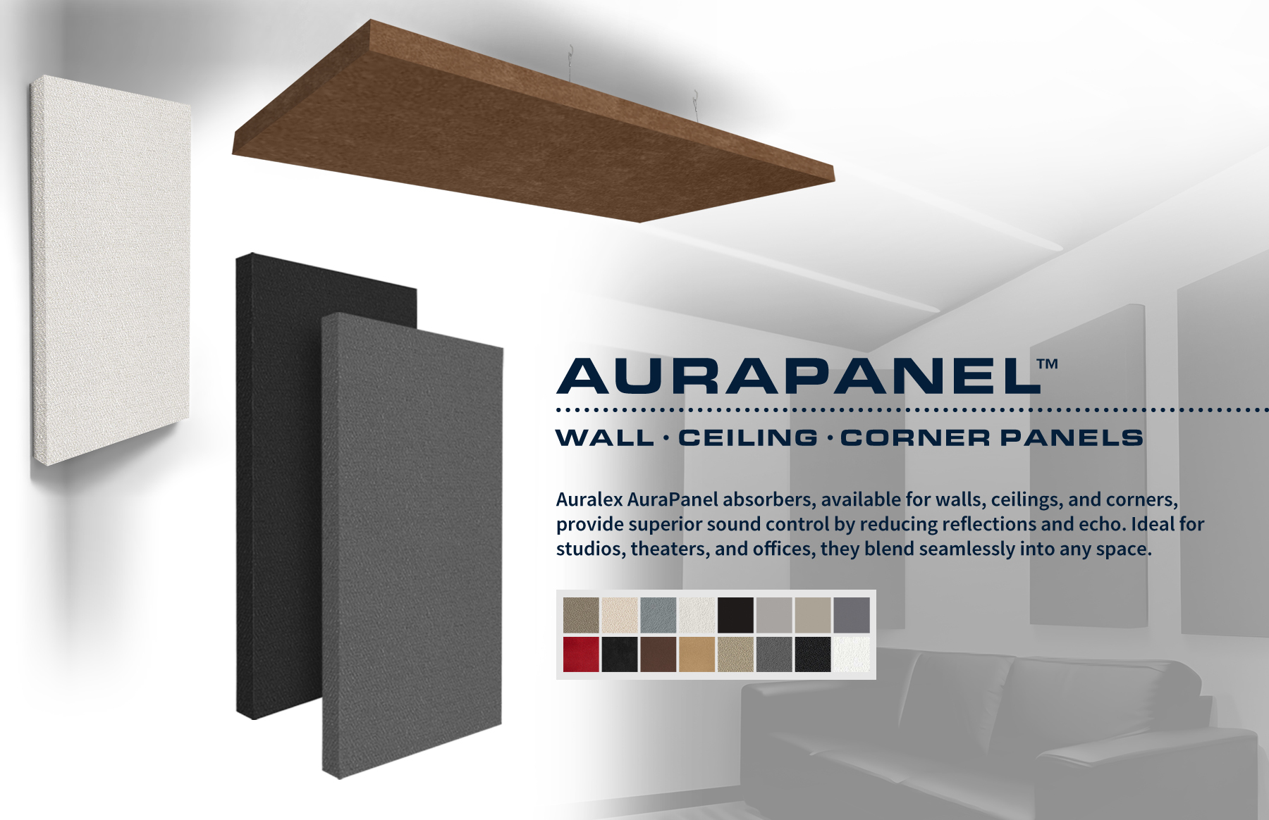 AuraPanel Wall Ceiling and Corner Absorption Panels
