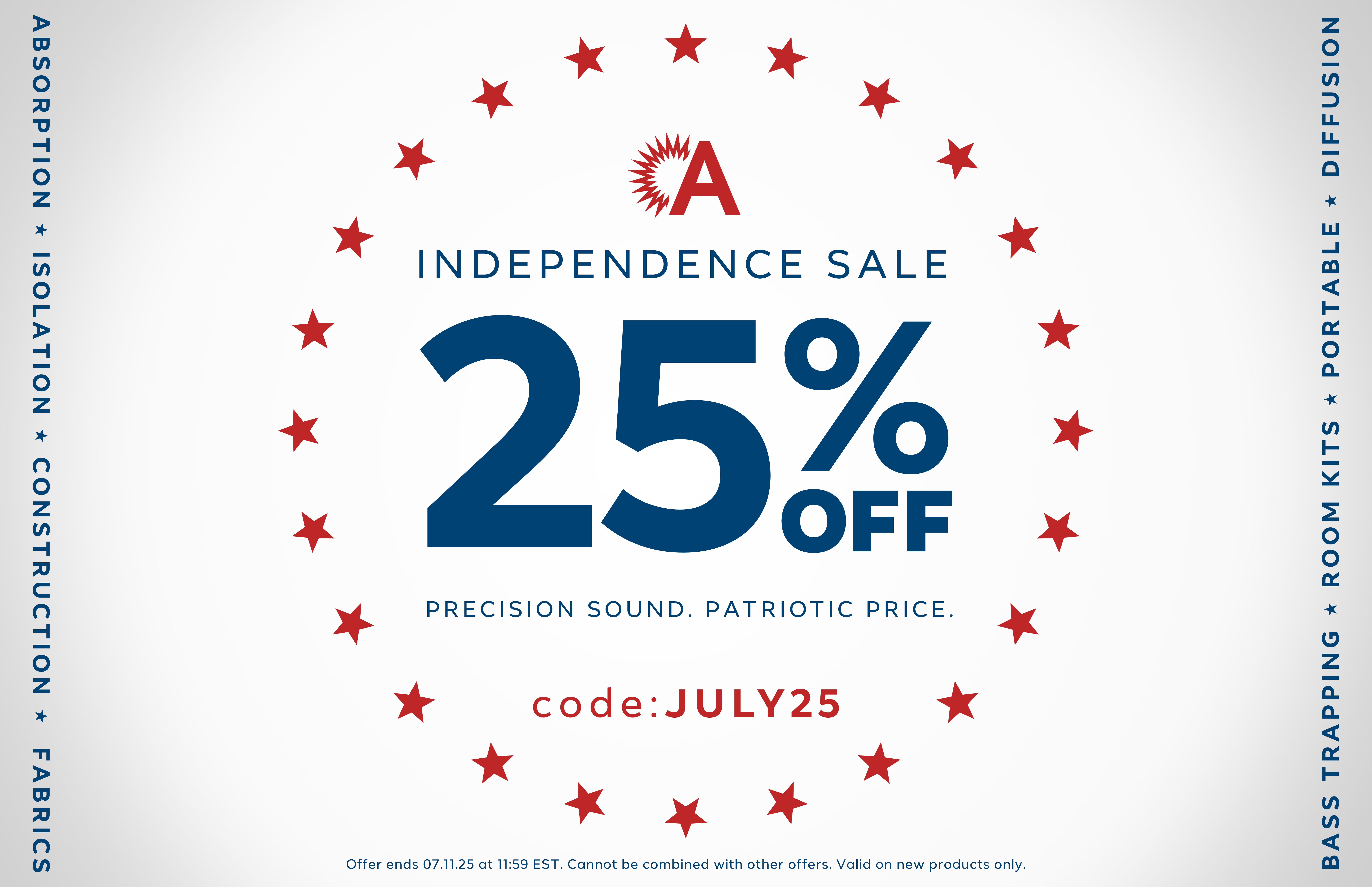 Auralex 25% Off Independence Sale. Code: JULY25