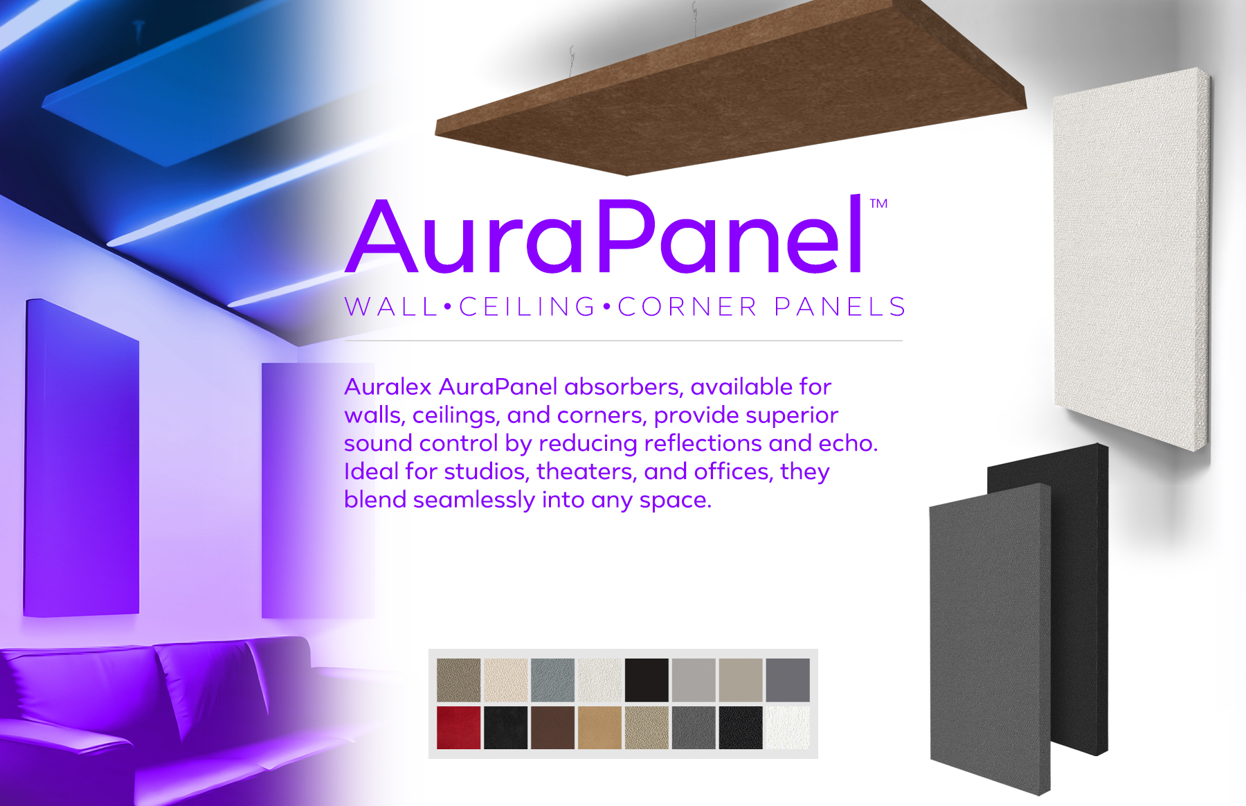 AuraPanel Wall Ceiling and Corner Absorption Panels