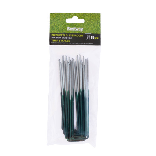 Picchetti zincati a U per fissaggio erba sintetica da 15x3x15 cm