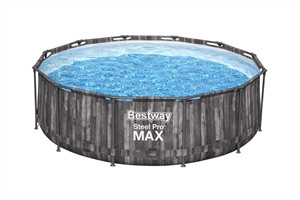 Piscina base struttura e liner rotonda Steel Pro MAX da 366x100 cm effetto legno scuro