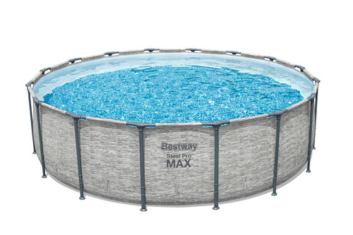 Set piscina fuori terra Steel Pro MAX da 488x122 cm effetto pietra
