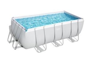 Set piscina fuori terra rettangolare Power Steel  - 412x201x122 cm grigio chiaro