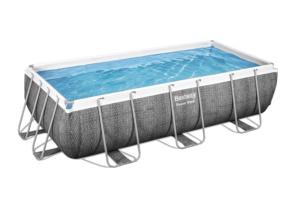Set piscina da 404x201x100 cm rattan grigio