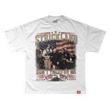 Sean Strickland 'DON'T TREAD ON ME' tee (White) — Signature Issue Heavyweight, front
