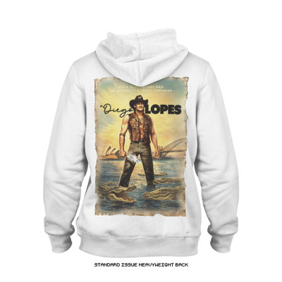 Diego Lopes UFC 325 'Diego Dundee' Heavyweight Hoodie (Vintage Blue + White) — back