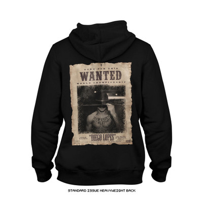 Diego Lopes UFC 325 'Wanted' Heavyweight Hoodie (Black) — back