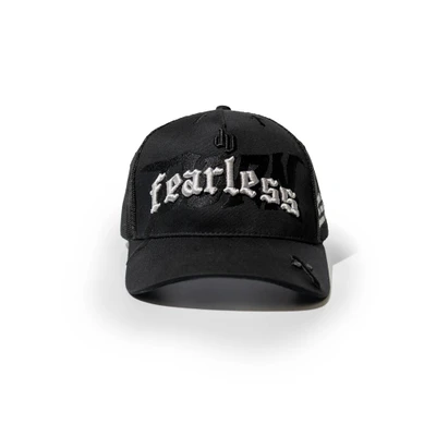 Joshua Van ' UFC 328 Born Fearless' Mesh Trucker Hat (Black) — front