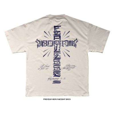 Joshua Van 'Cross Typography' Tee (Natural) — back