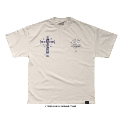 Joshua Van 'Cross Typography' Tee (Natural) — front