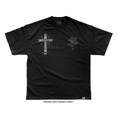 Joshua Van 'Cross Typography' Tee (Black) — front