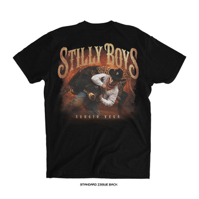 Sergio Vega 'WRANGLE 'EM' Adult Tee (Black) — back