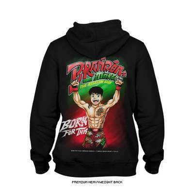Brandon Moreno 'Super Assassin Baby WIN' Heavyweight Hoodie (Black) — back