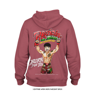 Brandon Moreno 'Super Assassin Baby WIN' Vintage Wash Hoodie (Clay) — back