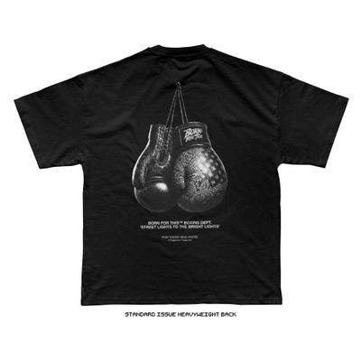 Born For This PAISLEY BOXING tee (Black) — Premium Heavyweight, back