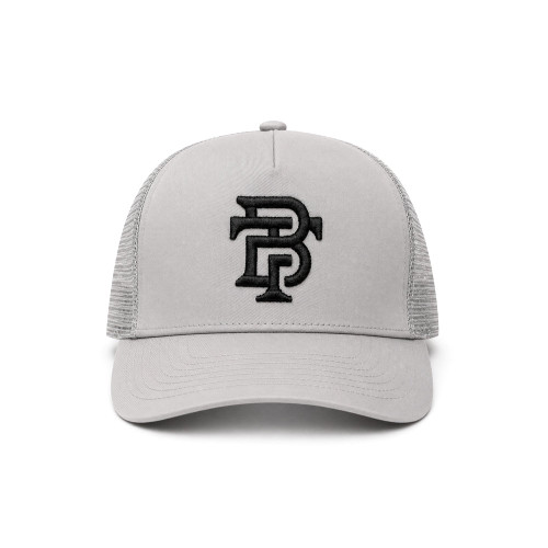 Born For This™ CORE Monogram Mesh Trucker (Gray Stone) — front