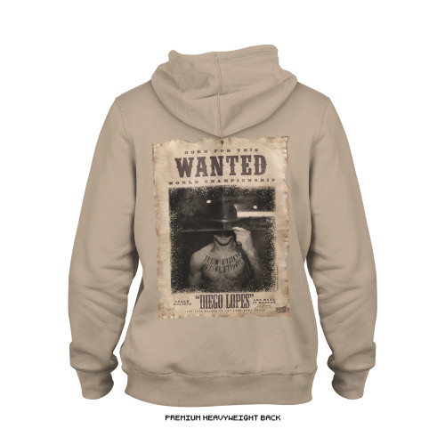 Diego Lopes UFC 325 'Wanted' Heavyweight Hoodie (Sandstone) — back