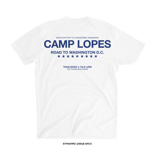 Diego Lopes 'CAMP LOPES' Tee (White X Navy) — back