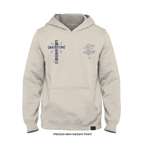 Joshua Van 'Cross Typography' Premium Heavyweight Hoodie (Natural) — front