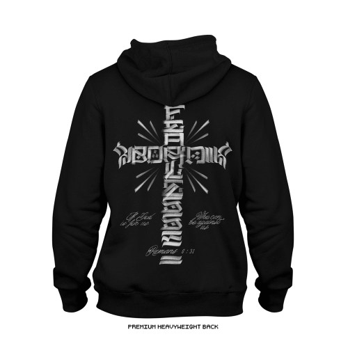 Joshua Van 'Cross Typography' Premium + Signature Issue  Heavyweight Hoodie (Black) — back