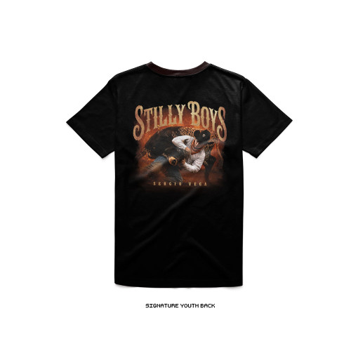 Sergio Vega 'WRANGLE 'EM' Youth Tee (Black) — back