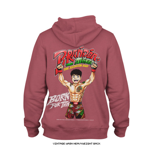 Brandon Moreno 'Super Assassin Baby WIN' Vintage Wash Hoodie (Clay) — back