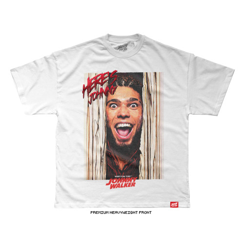 Johnny Walker 'HERE'S JOHNNY BIG FRONT' Tee (White) — front