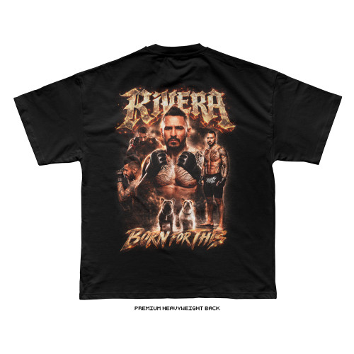 Cisco Rivera UNF fight capsule tee (Black) — Premium Heavyweight, back