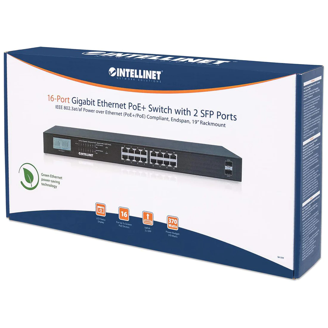 Intellinet 16-Port Gigabit Ethernet PoE+ Switch with 2 SFP Ports and ...