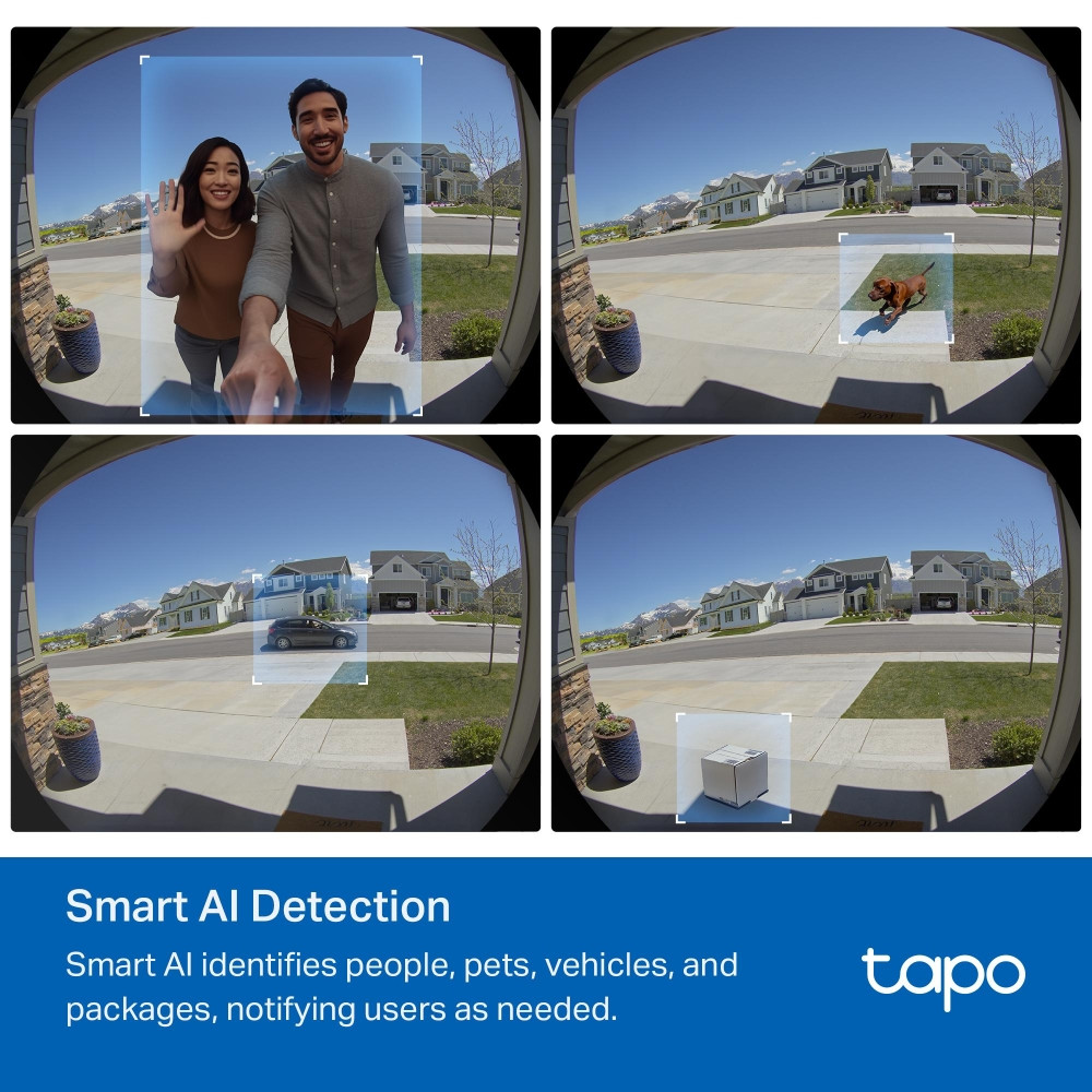 TP-Link Tapo D225 Smart Video Doorbell, 2K QHD Resolution, Wired