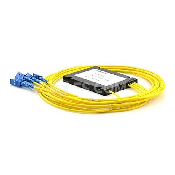 1x4 PLC Fiber Splitter, Splice/Pigtailed ABS Module, 900 m, SC/APC