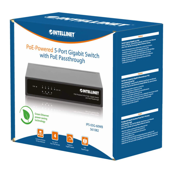 Intellinet PoE Powered 5-Port Gigabit Switch with PoE Passthrough