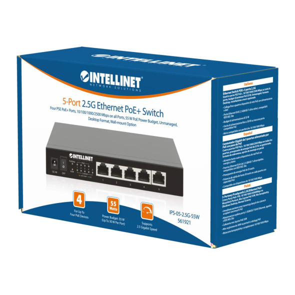 Intellinet 5-Port 2.5G Ethernet PoE+ Switch Intellinet 5-Port 2.5G Ethernet PoE+ Switch