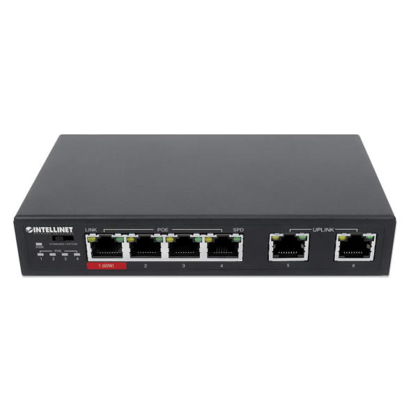Intellinet 6-Port Fast Ethernet Switch with 4 PoE Ports (1 x High-Power PoE) Intellinet 6-Port Fast Ethernet Switch with 4 PoE Ports (1 x High-Power PoE)