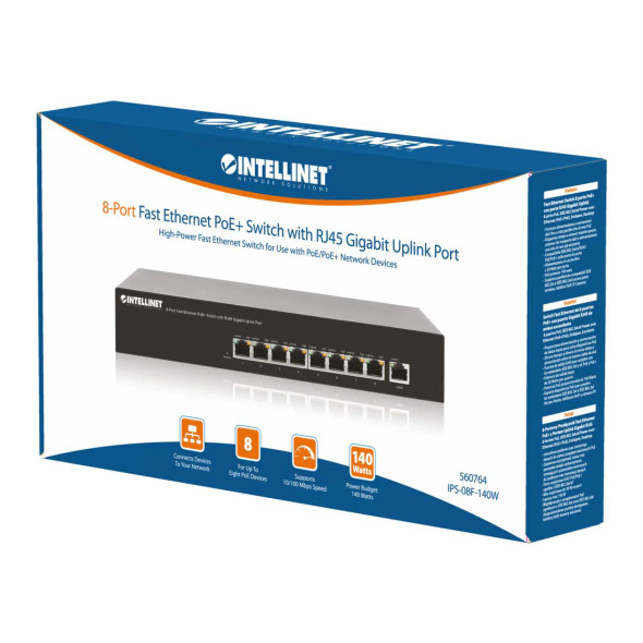 Intellinet 8-Port Fast Ethernet PoE+ Switch