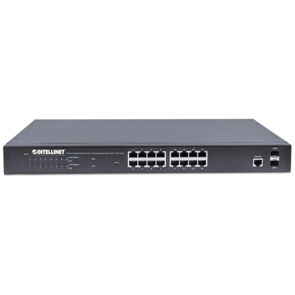 Intellinet 16-Port Gigabit Ethernet PoE+ Web-Managed Switch with 2 SFP Ports