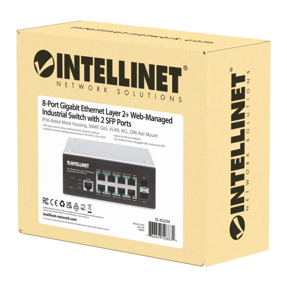 Intellinet Industrial 8-Port Gigabit Ethernet Layer 2+ Web-Managed Switch with 2 SFP Ports