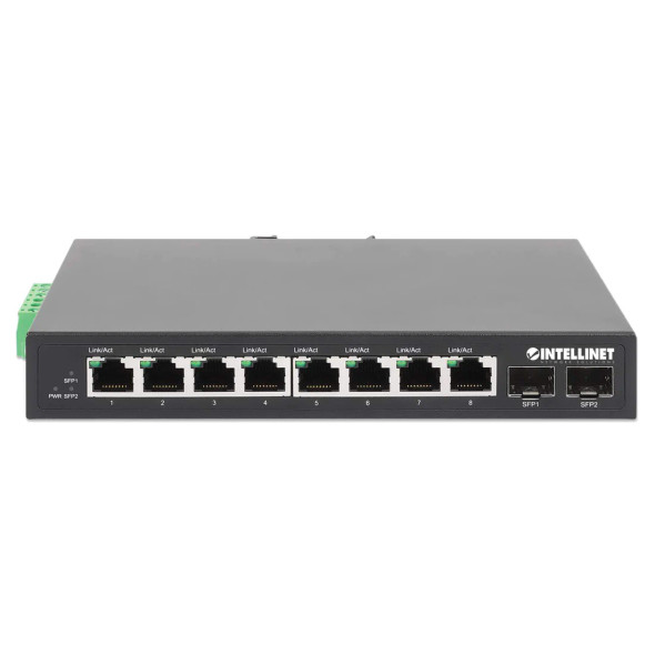 Intellinet Industrial 8-Port Gigabit Ethernet Switch with 2 SFP Ports