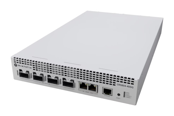 MikroTik CRS804-4DDQ-hRM 400G Switch 4×QSFP56-DD, Dual 10G, RouterOS v7, 1U Rackmount